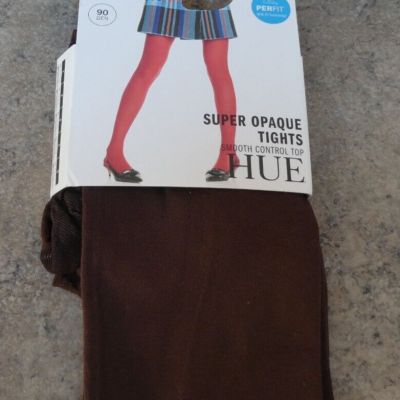NWT! HUE SZ 2 Brown Super Opaque Tights U6620